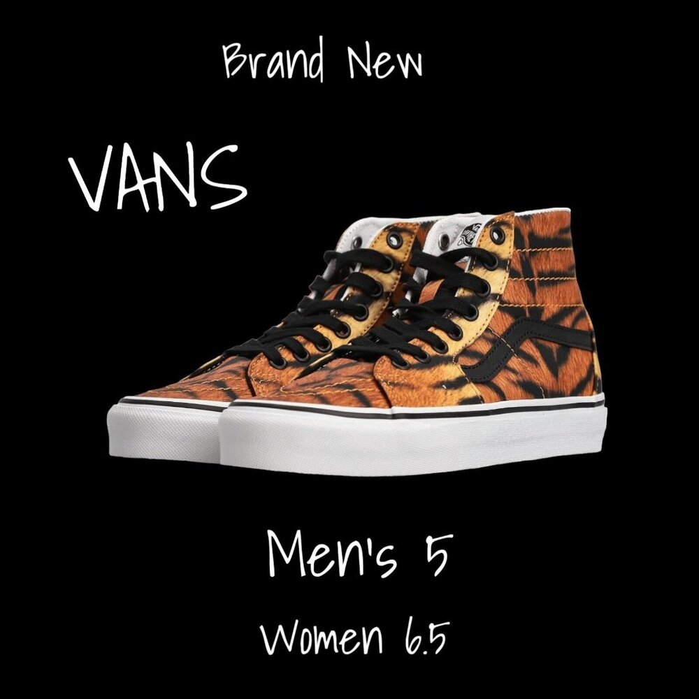 Vans High Top Sneakers Tiger Tapered Orange Black SK8-HI Men’s 5 Women’s 6.5 New